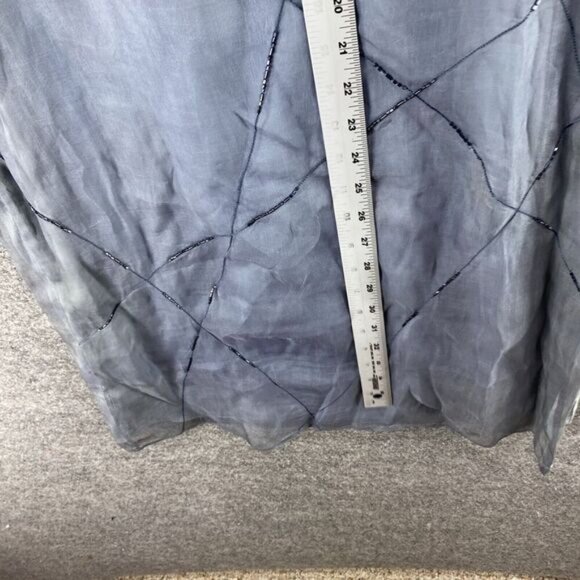 Express Skirt Suit Women 9/10 Blue Rhinestone Zipper Sleeveless Silk Lined - Picture 11 of 12